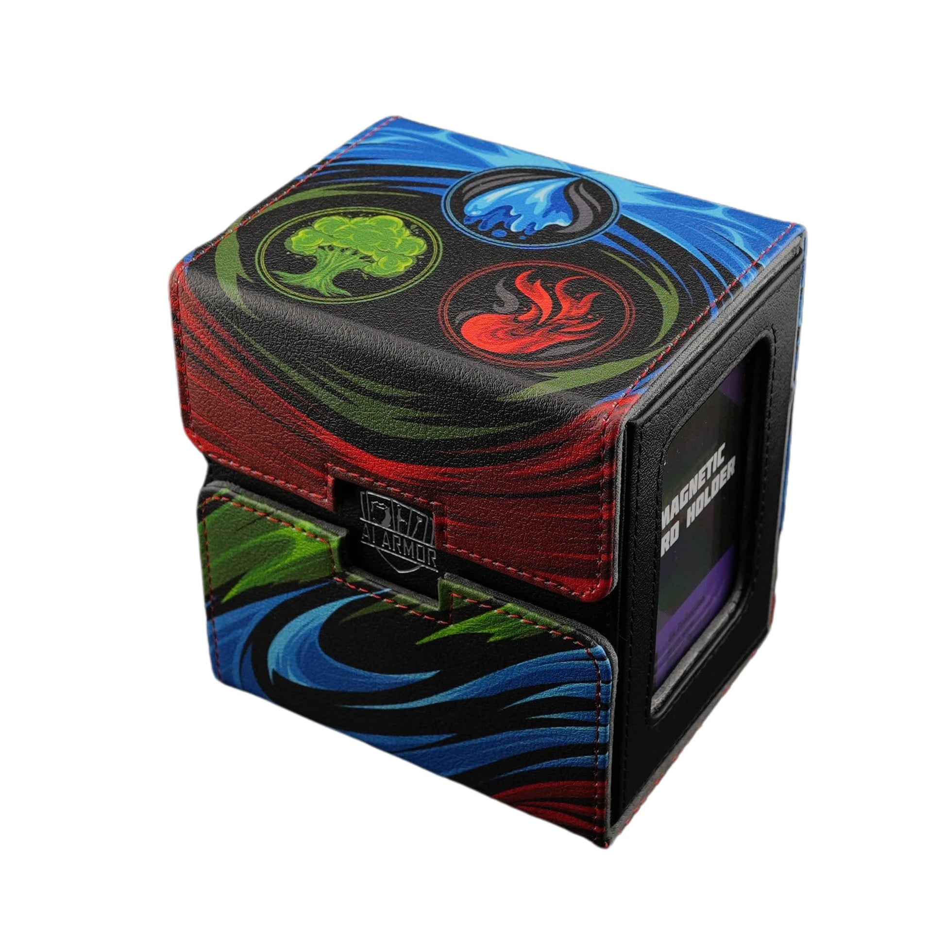 Ai protective covering MTG Commander 100+ Card Custom Art Deck Box With Storage (Blue/Red/Green)