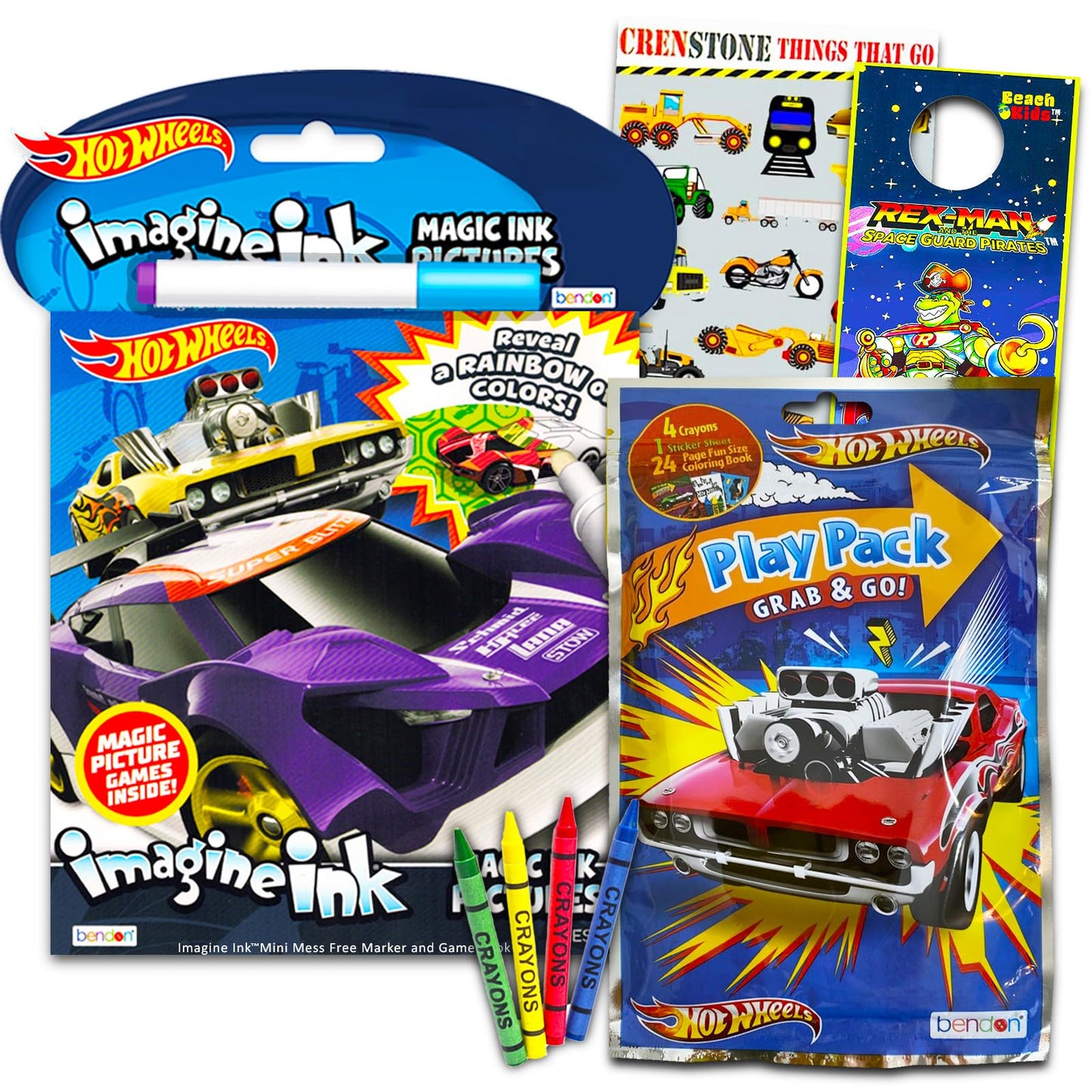 Hot Wheels Imagine Ink Coloring Book Set For Kids Toddlers - Mess Free Magic Ink Coloring Book With Hot Wheels Play Pack And Mor