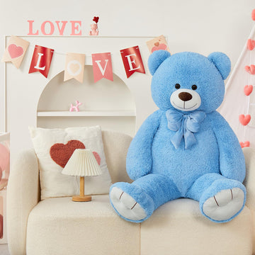 Tezituor Giant Teddy Bear Valentines Day, 4 Feet Soft Big Stuffed Animal Life Size 47 Inch Plush Bear Toy Valentine'S Christmas Birthday Gift For Girlfriend Kids,Blue