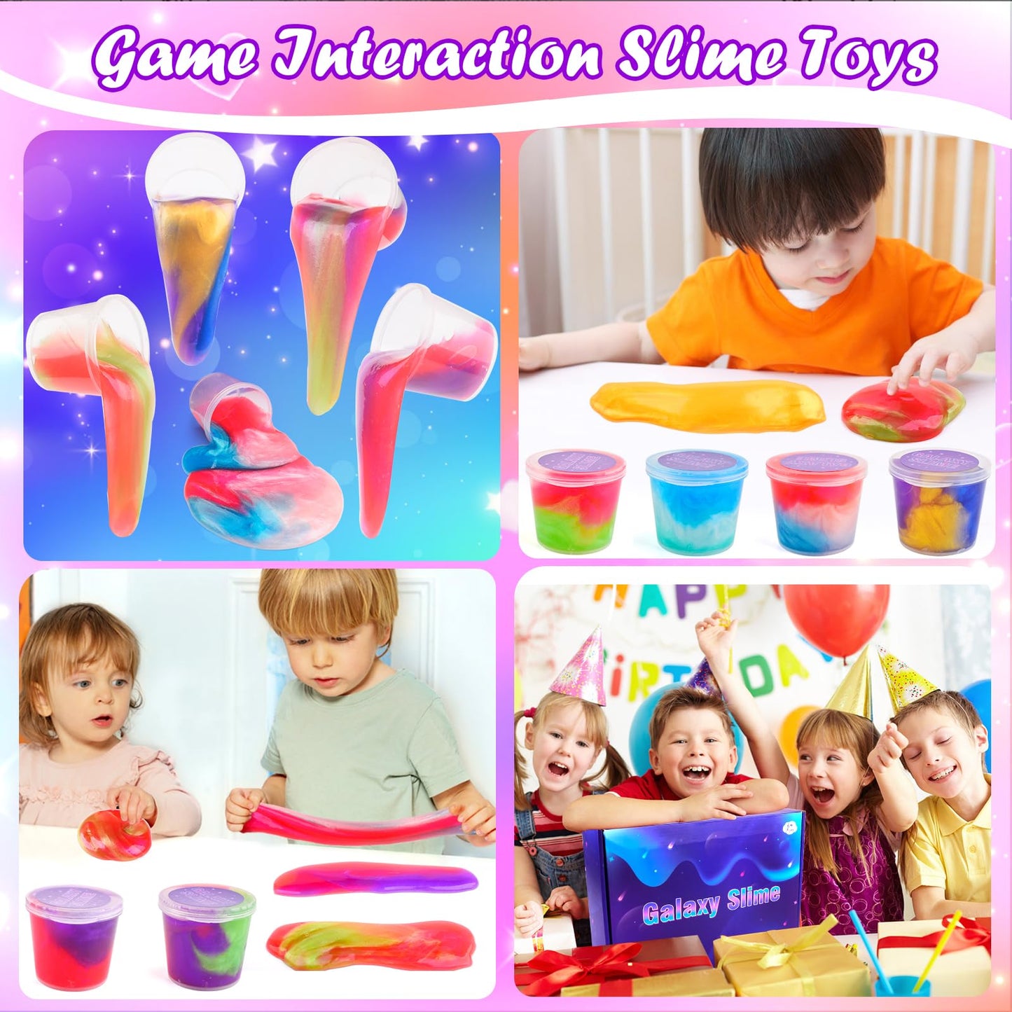 65 Pack Galaxy Slime Kits, Party Favors Slime Kit For Girls And Boys, Soft And Non-Sticky, Galaxy Slime Stress Relief Fidget Toy
