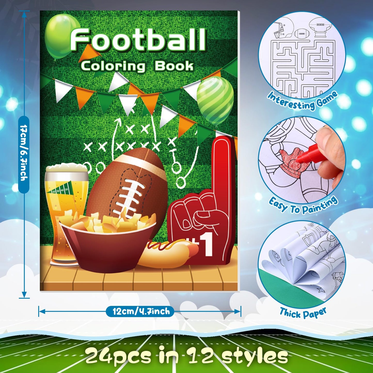 Benlouis 24 Pcs Football Mini Coloring Books Sports Football Theme Birthday Party Favors Activity Books Bulk For Kids Boys Super