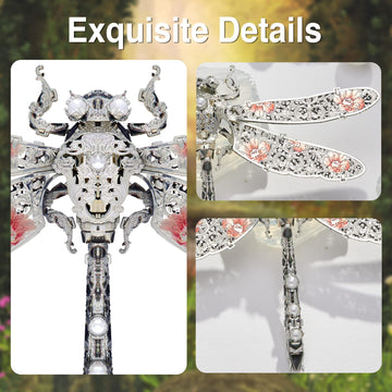 Piececool 3D Puzzles For Adults, Dragonfly Metal Model Building Kits Insect Themed Brooch Assembling Diy Crafts Creative Birthday Gifts,25Pcs