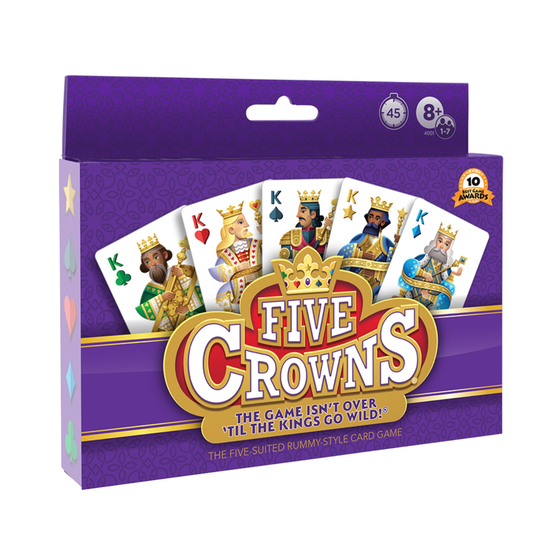 PlayMonster Five Crowns - The Game Isn't Over Until the Kings Go Wild! - 5 Suited Rummy-Style Card Game - For Ages 8+