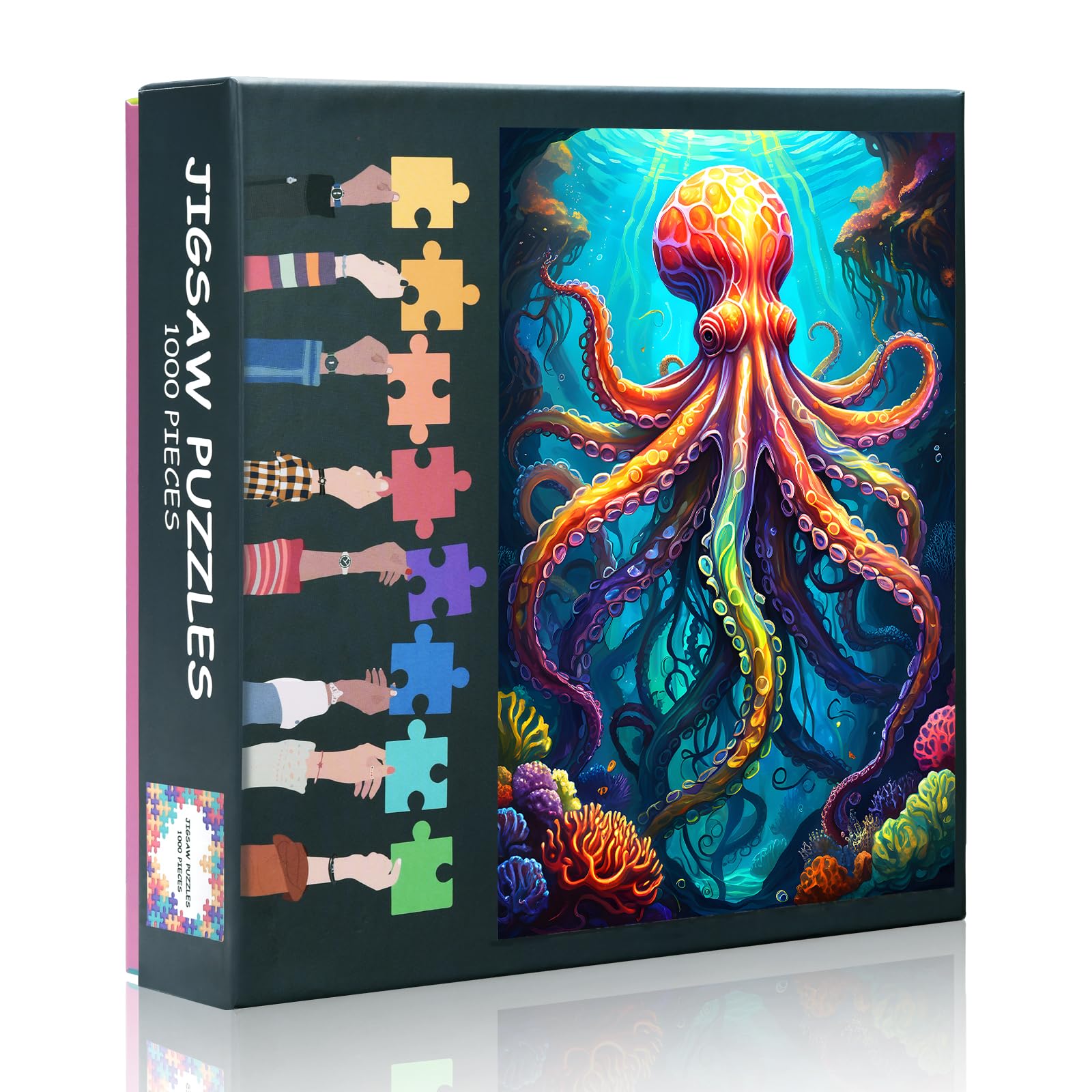 1000-Piece Octopus in Underwater Environment Jigsaw Puzzle Abstract Octopus Design Impossibly Challenging Game for Puzzle Enthus