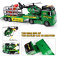 Dwi Dowellin Carrier Truck Toy - 25.6" Semi Truck with Helicopter & Dinosaurs, Green, Model 666-72F, Ideal for Kids Ages 3-6+