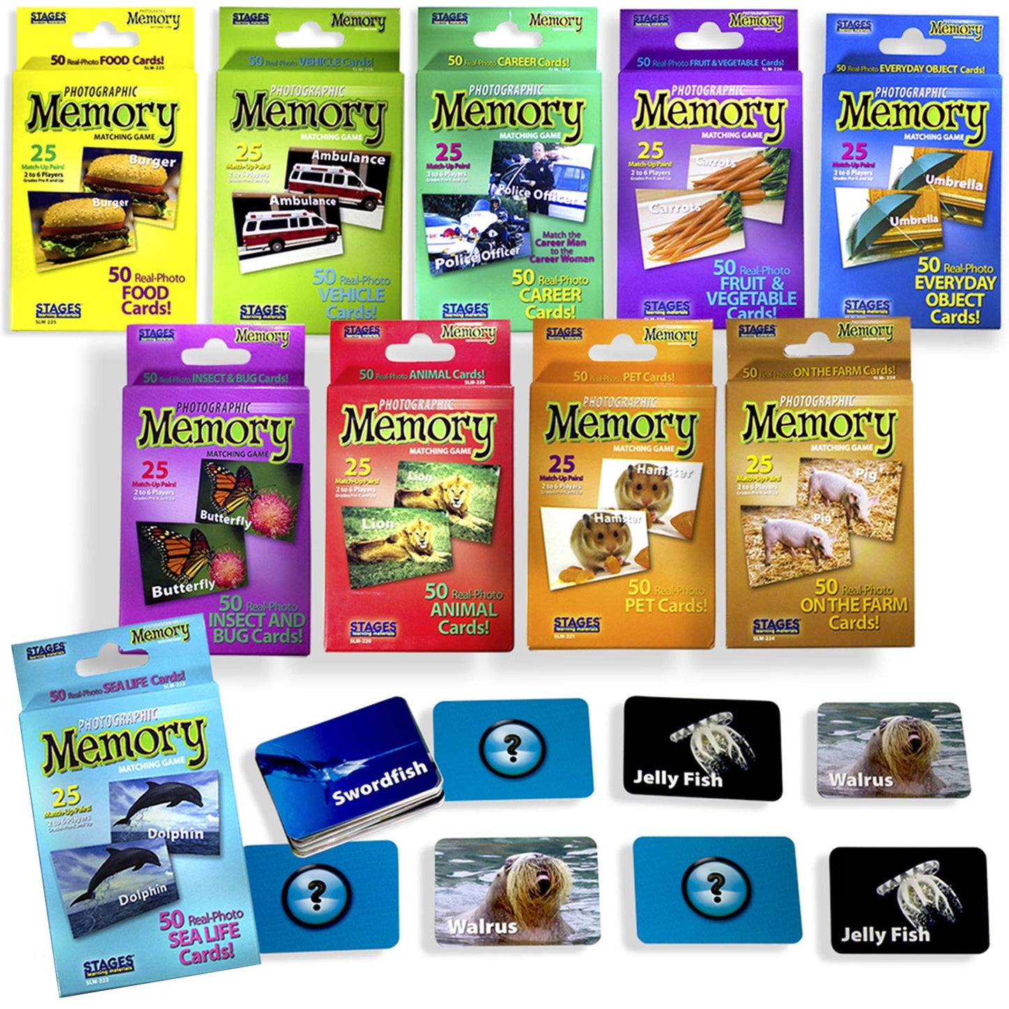 Stages Learning Set Of 10 Picture Memory Card Real Photo Concentration Games Memory Game From Materials,8 X 12 X 2 Inches,Count