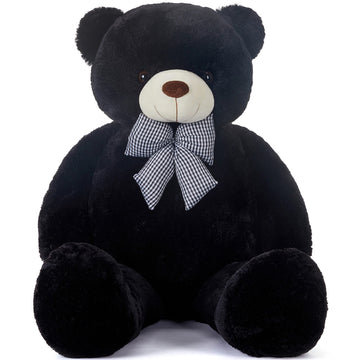 Ikasa Giant Teddy Bear Stuffed Animal Plush Toy,Large Bear Cute Jumbo Soft Toys,Huge Big Size Fluffy Plushy Fat Oversized Plushie,Gifts For Kids Girls Boys Girlfriend Children (Black, 47 Inches)