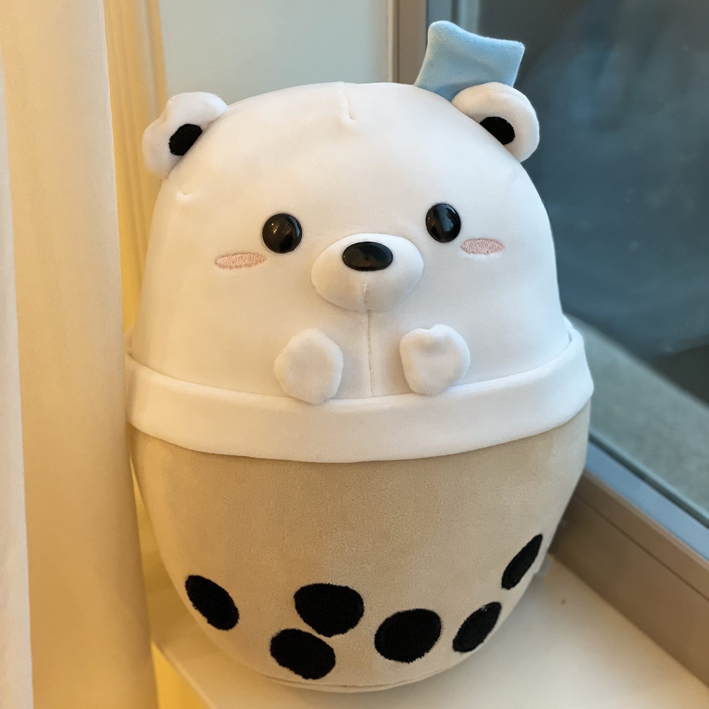 Avocatt Polar Bear Boba Plushie - 10 Inches Ice Bubble Milk Tea Asian Comfort Food Soft Plush Toy Stuffed Animal - Kawaii Cute Japanese Anime Style Gift