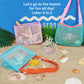 3Pcs Alphabet Printed Seashell Bags, Lightweight & Foldable Kids Beach Toy Mesh Bags with Adjustable Straps, Portable for Pool a