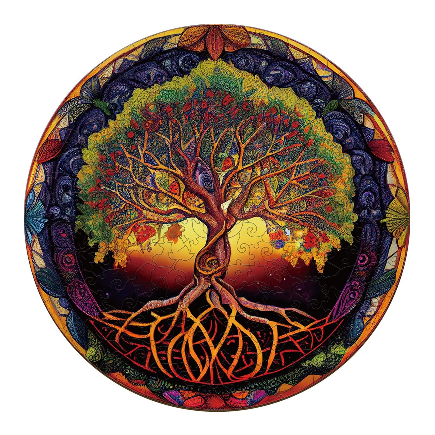 Wooden Puzzles for mature-themeds  Tree of Life Wooden Jigsaw Puzzles for mature-themeds  Wood Puzzles mature-themed  Unique Shape Wood Cut Puzzles  Birthday Gifts for Family Friend (M-11.4 * 11.4in-190 pcs)