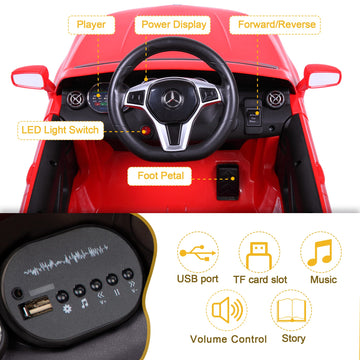 Tobbi Licensed Mercedes Benz Car For Kids,Ride On Cars With 2.4G Remote Control,Double Doors, 5 Point Safety Belt,Led Lights
