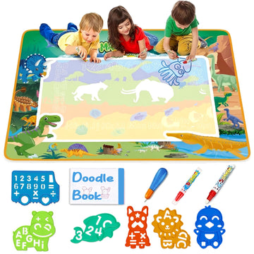 SNAPTRON 80 X 60cm Reusable Magic Water Dinosaur Drawing Mat| Big Doodle Mat for Kids| Drawing Mat, Water Doodle for Kids with 3
