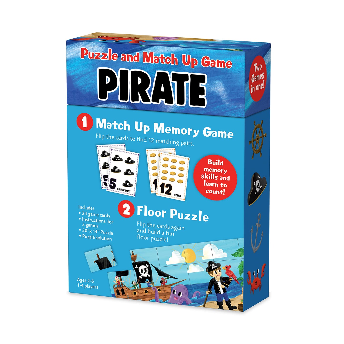 Peaceable Kingdom Match Up Game And Puzzle Counting Game, 3 In 1 Educational Activity For Kids 2 Years And Up - Pirate