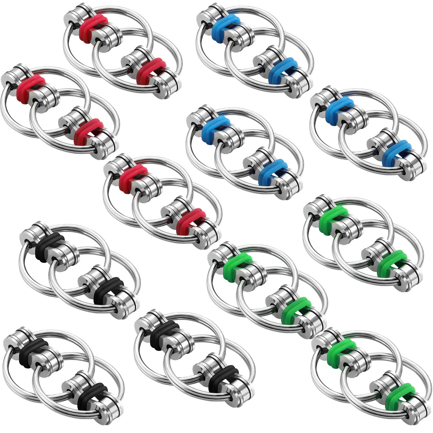 Gejoy 12 Pcs Bike Chain Fidget Toys Set Flippy Roller Chain Sensory Toy Handheld Ring For Adults And Teenagers In Learning Help Anxiety Relief For Adhd(4 Colors)