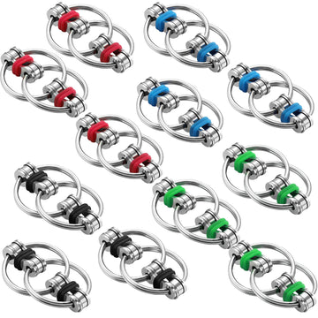 Gejoy 12 Pcs Bike Chain Fidget Toys Set Flippy Roller Chain Sensory Toy Handheld Ring For Adults And Teenagers In Learning Help Anxiety Relief For Adhd(4 Colors)