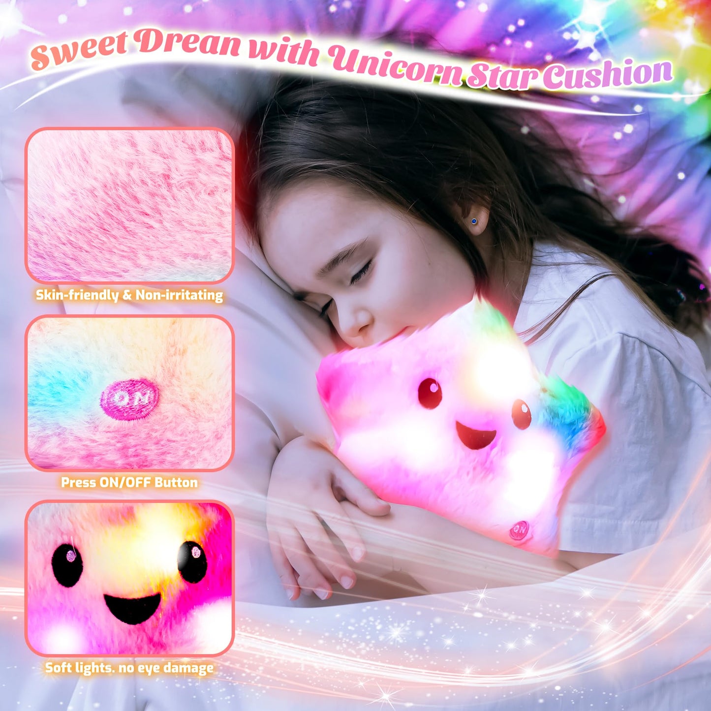 18Pcs Unicorns Gifts For Girls Kids Toys 3 4 5 6 7 8 9 10 Years Old With Diary/Light Up Plush Star Pillow/ Water Bottle/Eye Mask/Crossbody Bag/Headband Teen Girl Birthday Christmas Unicorn Toy