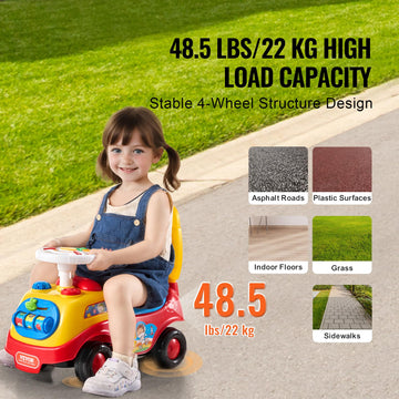 Vevor Ride On Push Car For Toddlers, Ages 19+ Months, Ride Racer, Sit To Stand Toddler Ride On Toy, Kids Ride On Car With Music