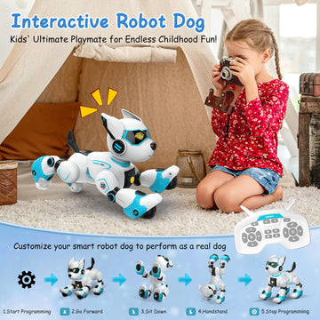 Hbuds Robot Dog Toys For Kids, Remote Control Dog Robot, Voice & Touch Control, Programmable Interactive Robotic Puppy Toy, Sing