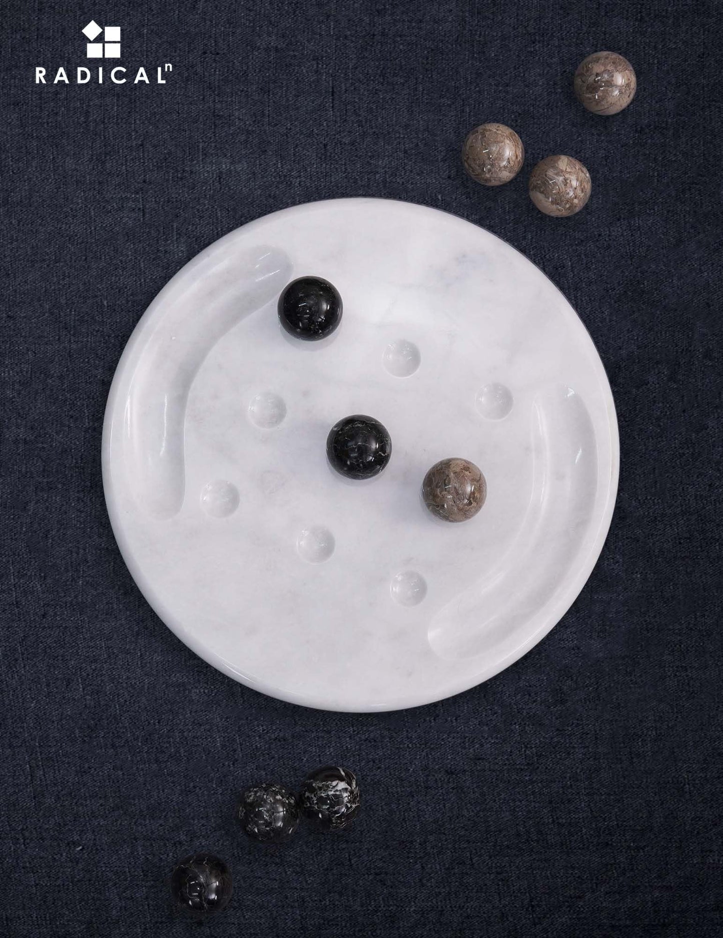 Radicaln Marble Tic Tac Toe 10 Inches Black and Oceanic Handmade Board Game for mature-themed and Family - Ideal Outdoor & Travel Game  Fun Gift for mature-themeds  Best for Coffee Table Centerpiece