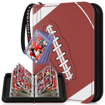 Mlikero 440 Pockets Football Card Binder, Sports Card Binder With Card Display Design, Premium Football Card Holder With Football Pattern Wristband Fit For Football Cards 2024