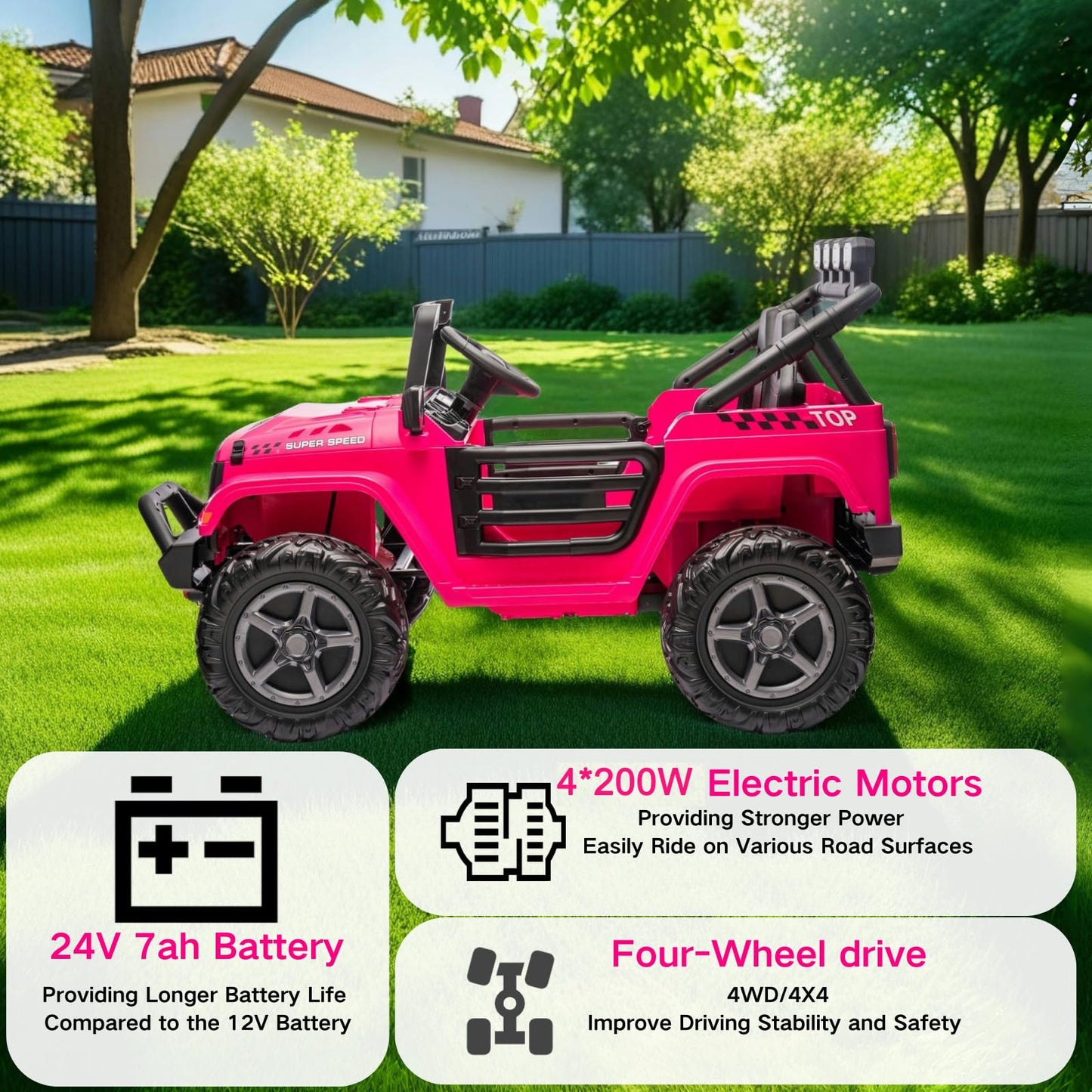 NEWQIDA 24V 2 Seater Ride on Car w/Remote Control 4wd Kids Electric Vehicles Ride on Toys Car, EVA Tires Wheels, 20  Spacious Se