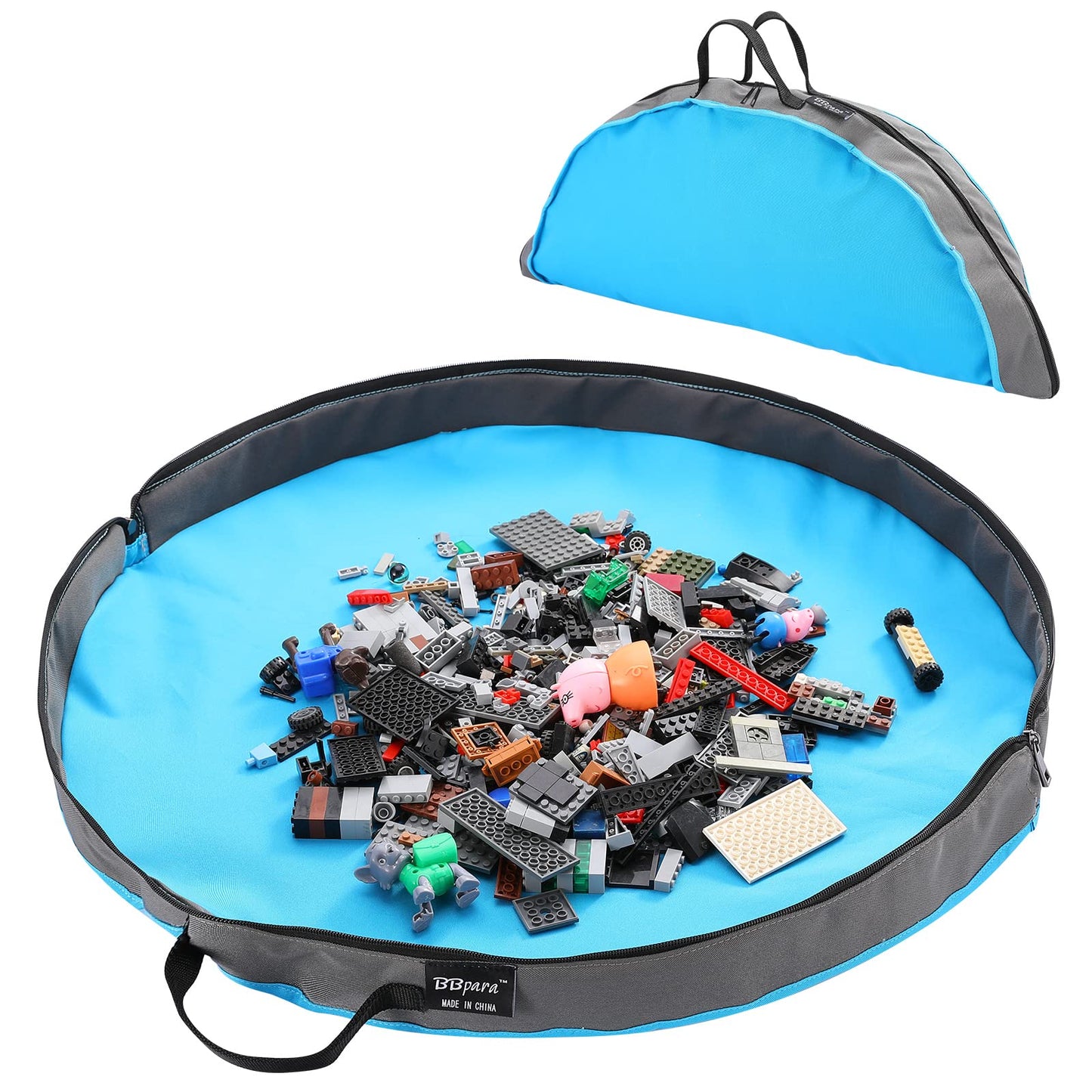 Bbpara - Toy Storage Bag And Play Mat For Building Bricks & Blocks - Portable Zipper Toy Storage Bag - Designed For Kids Enterta