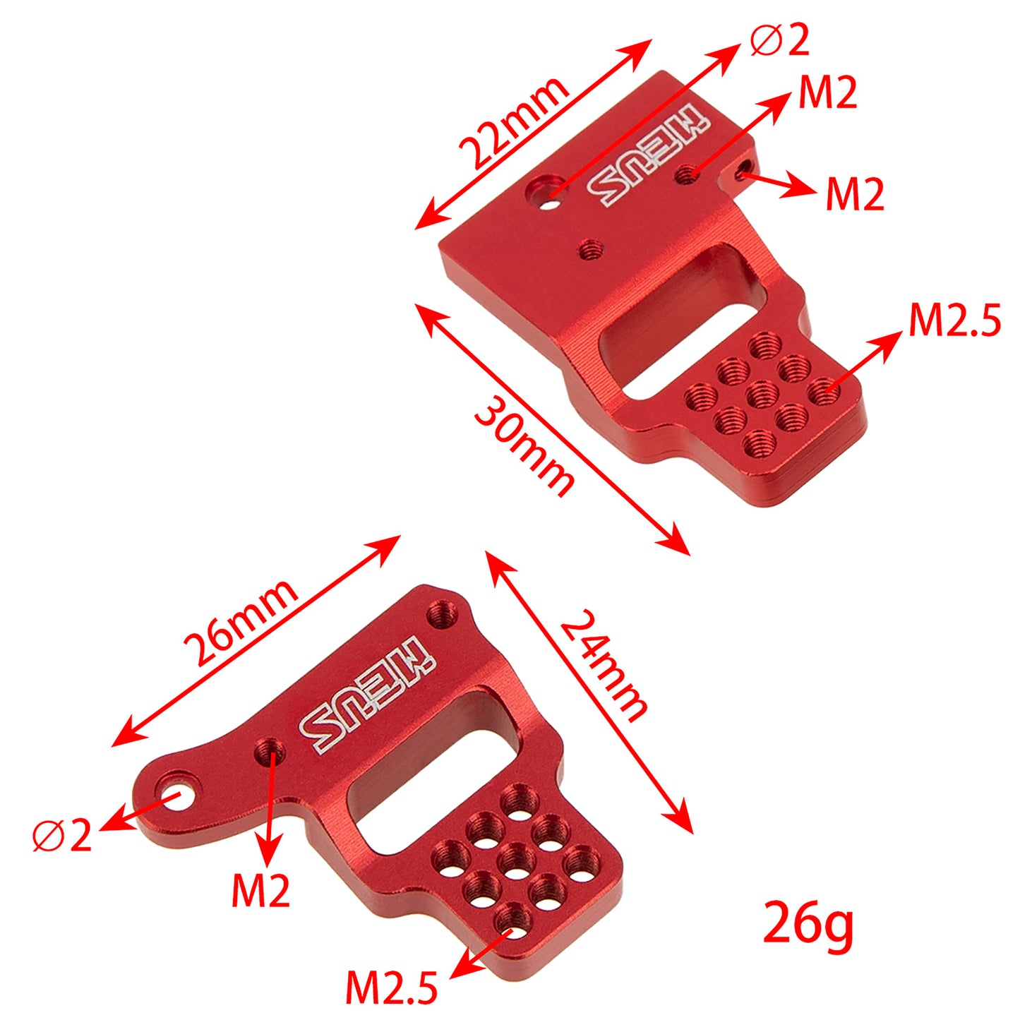 MEUS RACING TRX4M Shock Mount with Multi Holes Adjustable Mounting for TRX4M Defender/Bronco 1/18 RC Crawler Car.(Red)