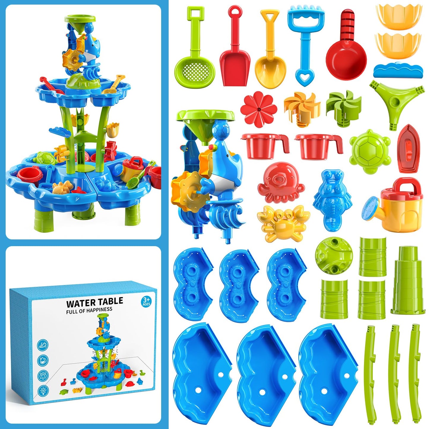 Jukudahu Kids Flower Water Table For Toddlers For 3 4 5 6 7 8 Years Old, Outdoor Water Sand Table For Boys Girls, Sensory Toys F