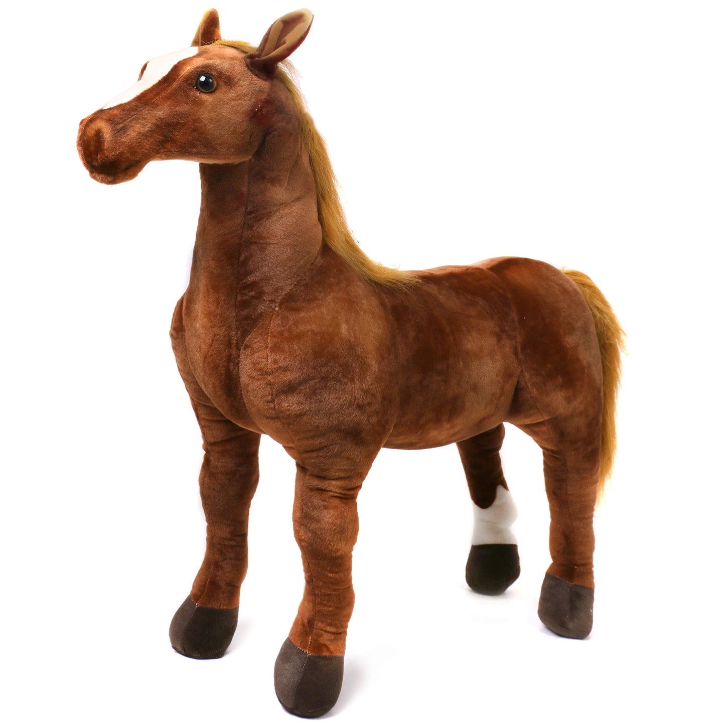 TigerHart 3 Foot Plush Pony - Thoroughbred Horse Stuffed Animal, White, Foam-Wrapped Wires