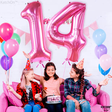 Katchon, Hot Pink 14 Balloon Numbers - Giant, 40 Inch | Hot Pink 14 Birthday Balloons For Hot Pink 14Th Birthday Decorations For Girls | Hot Pink 14 Balloons | Pink 14 Birthday Decorations For Girls