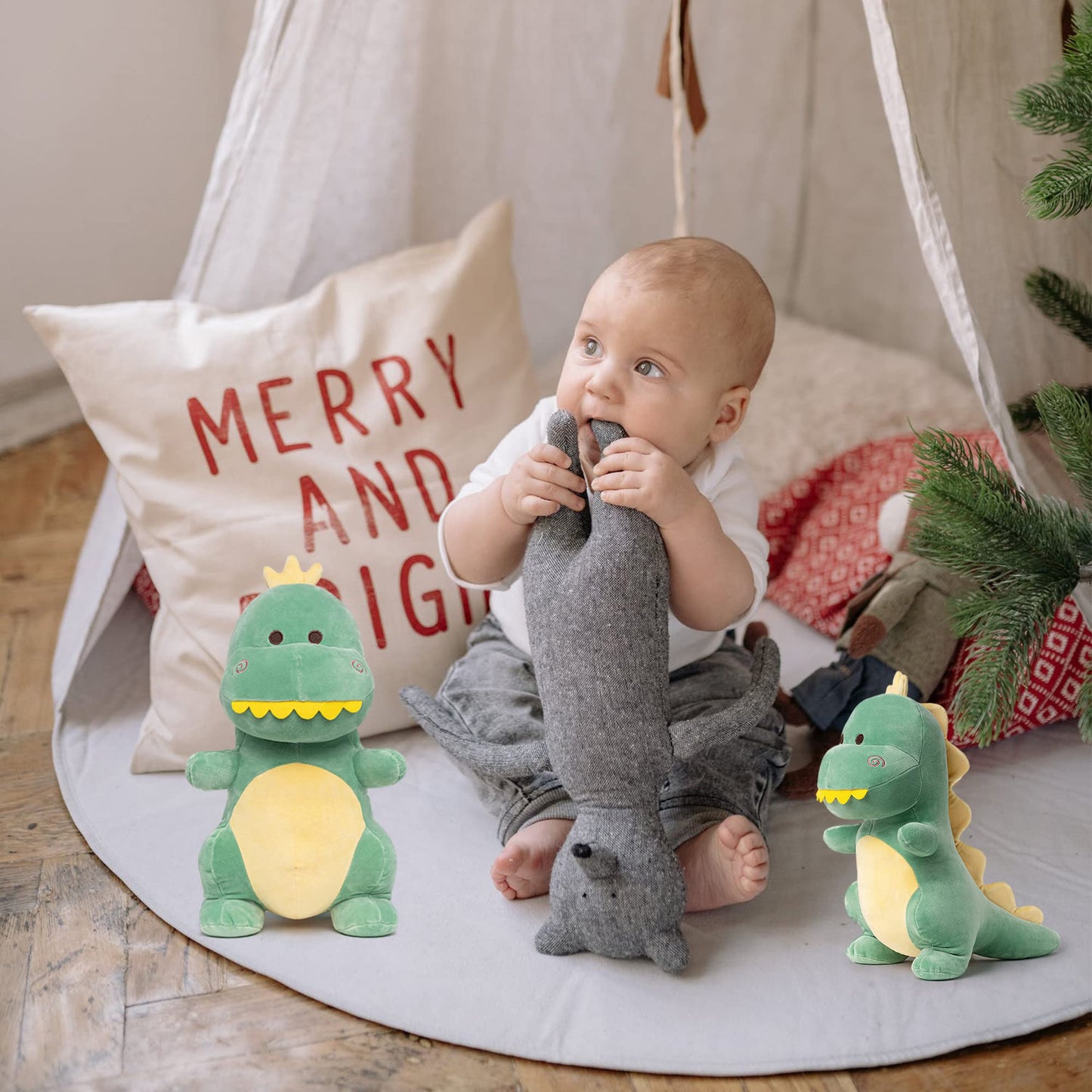 Adorlynetty Big Dinosaur Plush Toy, 15.7' Dinosaur Stuffed Animal Stuffed Dinosaur Plush Cute Dino Plush Soft Dinosaur Plushie Dino Stuffed Animals Toys For Boys Girls Baby Kids Green