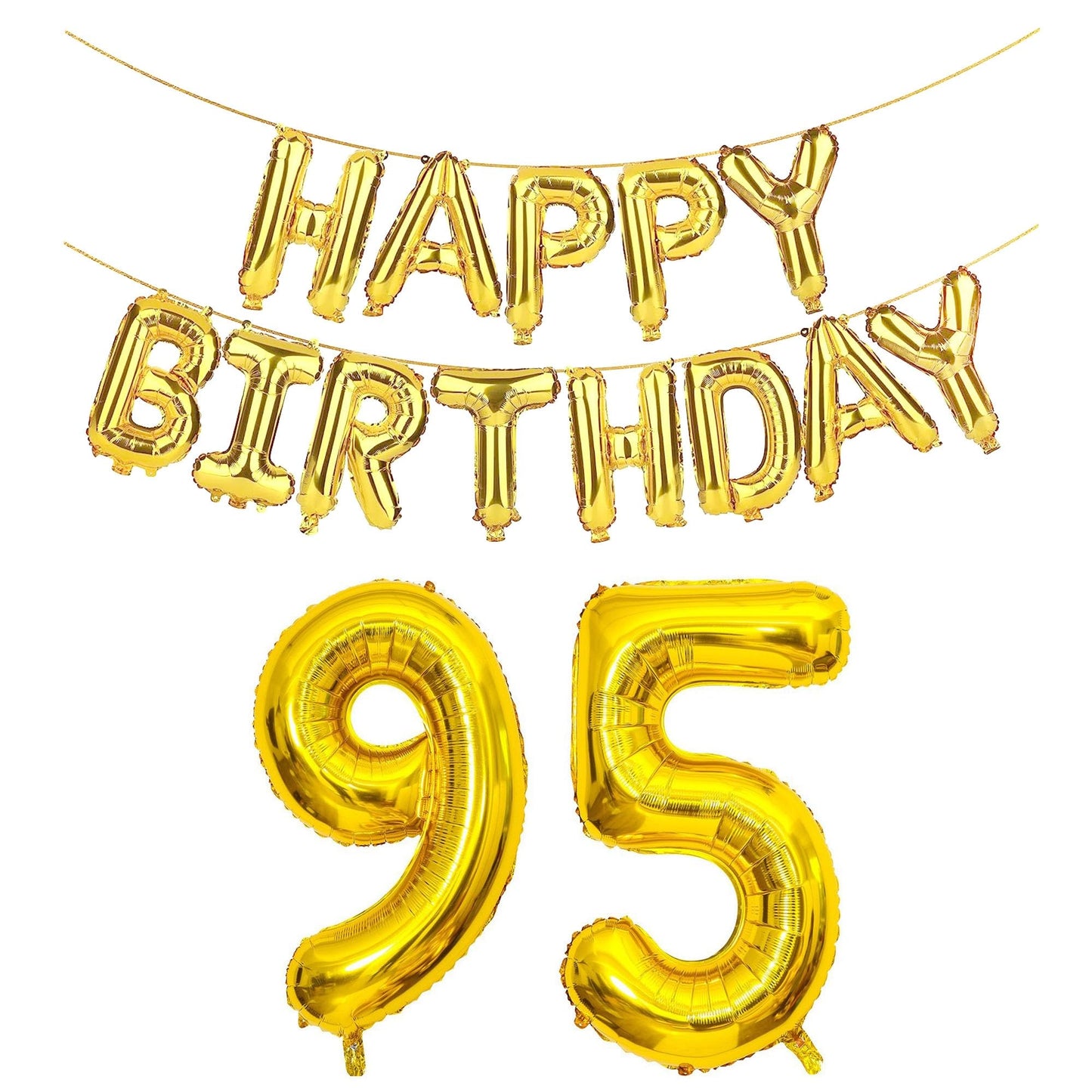 SHUNTAI 95th Birthday Decorations - Gold Jumbo Foil Mylar Number Balloons with Happy Birthday Banner for 59th or 95 Years Old Events