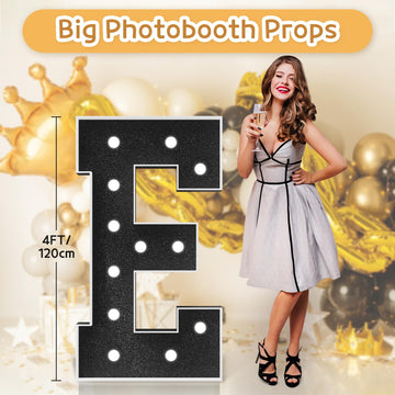 Imprsv Marquee Letters Black Birthday Decorations: Large 4 Feet Tall Light Up Letters For Party Decor Merry Me Baby Shower Big F