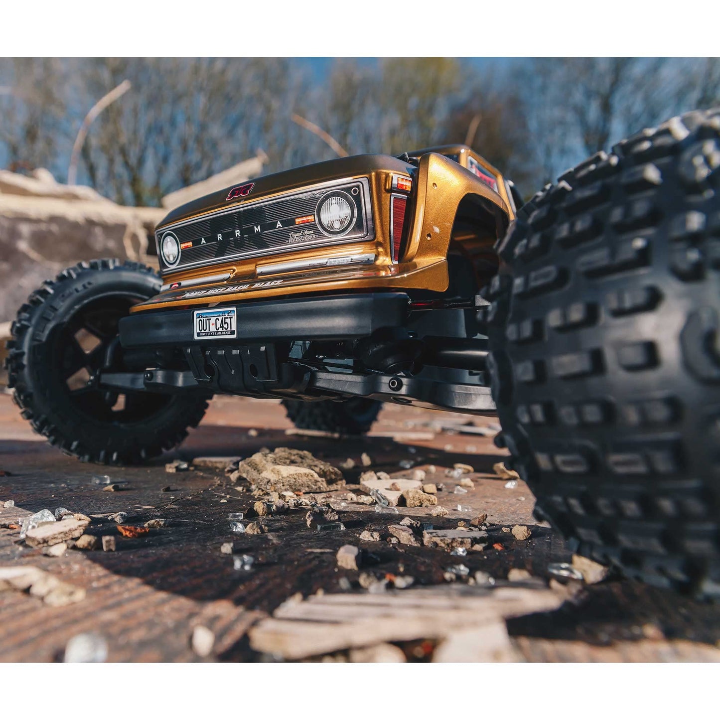ARRMA RC Truck 1/10 Outcast 4X4 4S V2 BLX Stunt Truck RTR (Battery and Charger Not Included), Bronze, ARA4410V2T1