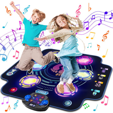 Dance Mat For Kids - Electronic Dance Pad With Light-Up 6-Button & Wireless Bluetooth, Music Dance Game Mat With Built-In Music