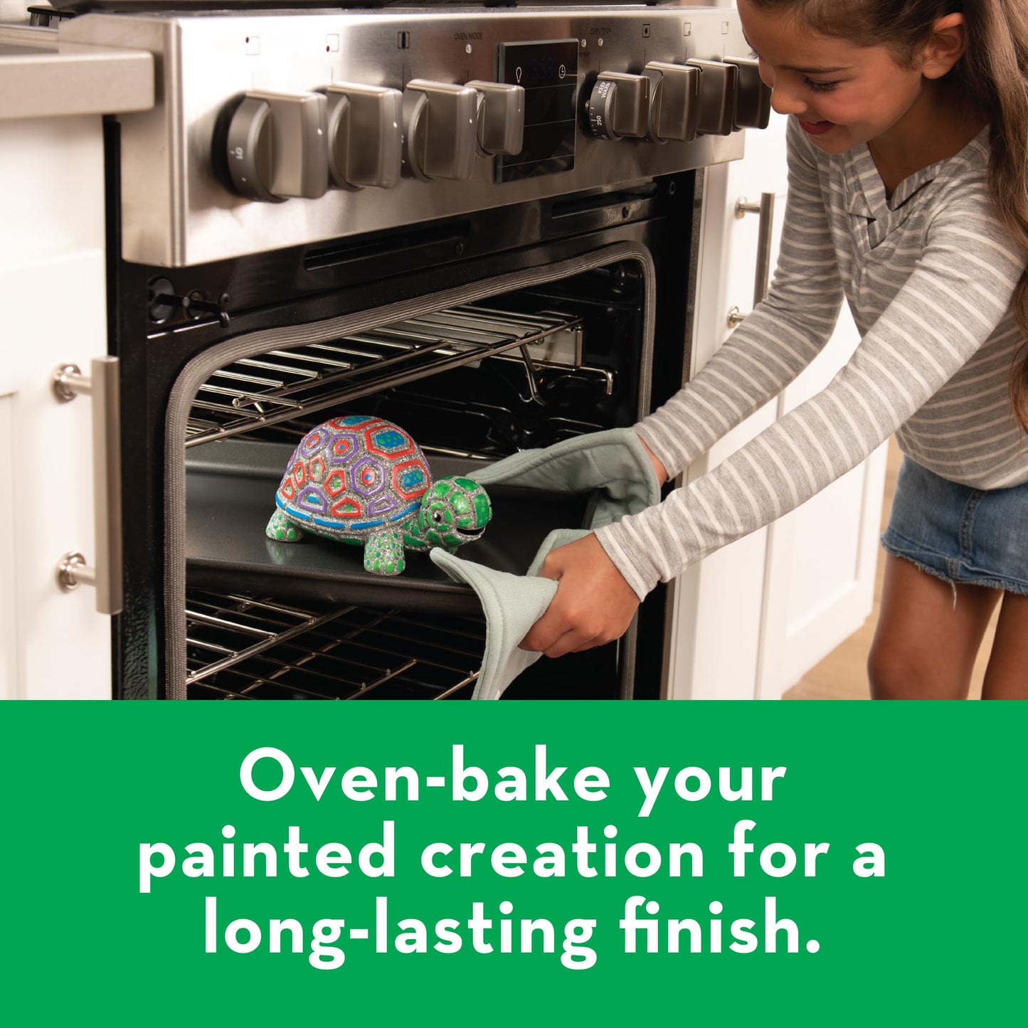 MindWare Paint Your Own Stone Decor: Box Turtle - DIY Craft Kit for Kids Includes Weather Resistant Stone, Paints and Brushes