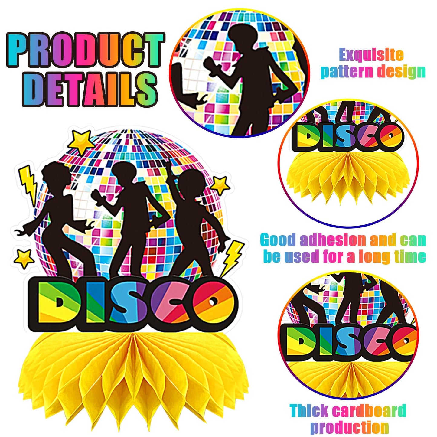 10 Pcs 70s Disco Party Decorations Back to 70s Honeycomb Centerpieces for Retro Theme Birthday Music Party Supplies Dancing Quee