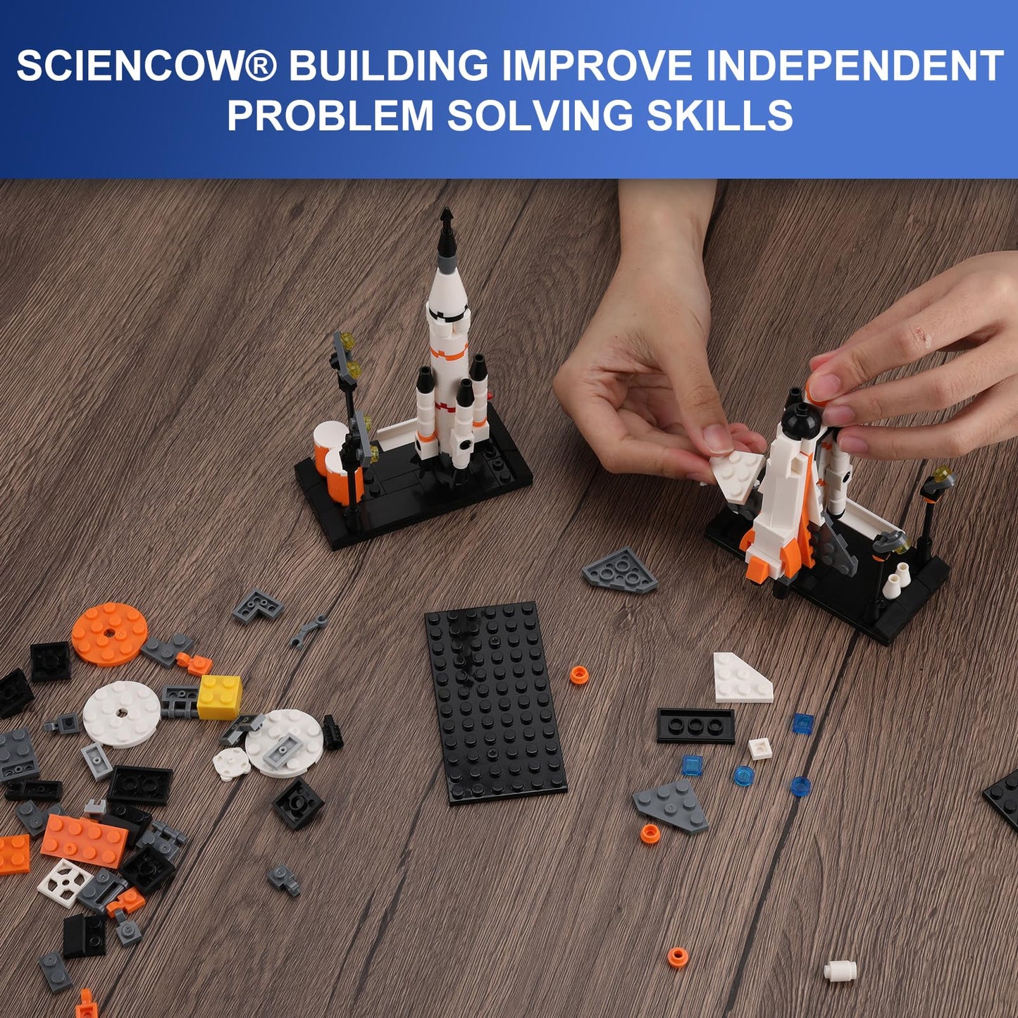 Space Exploration Shuttle Toys For Boys, Stem Aerospace Building Kit Toy With Rocket, Space Shuttle, Moon Buggy And Satellite, B