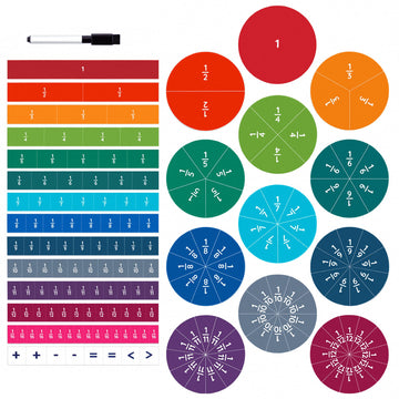 180pcs Magnetic Fraction Tiles & Fraction Circles Manipulatives - Montessori Magnetic Fractions for Kids - 3rd 4th 5th Grade Fraction Manipulatives Class Set - Makes Learning Fractions Fun & Easy