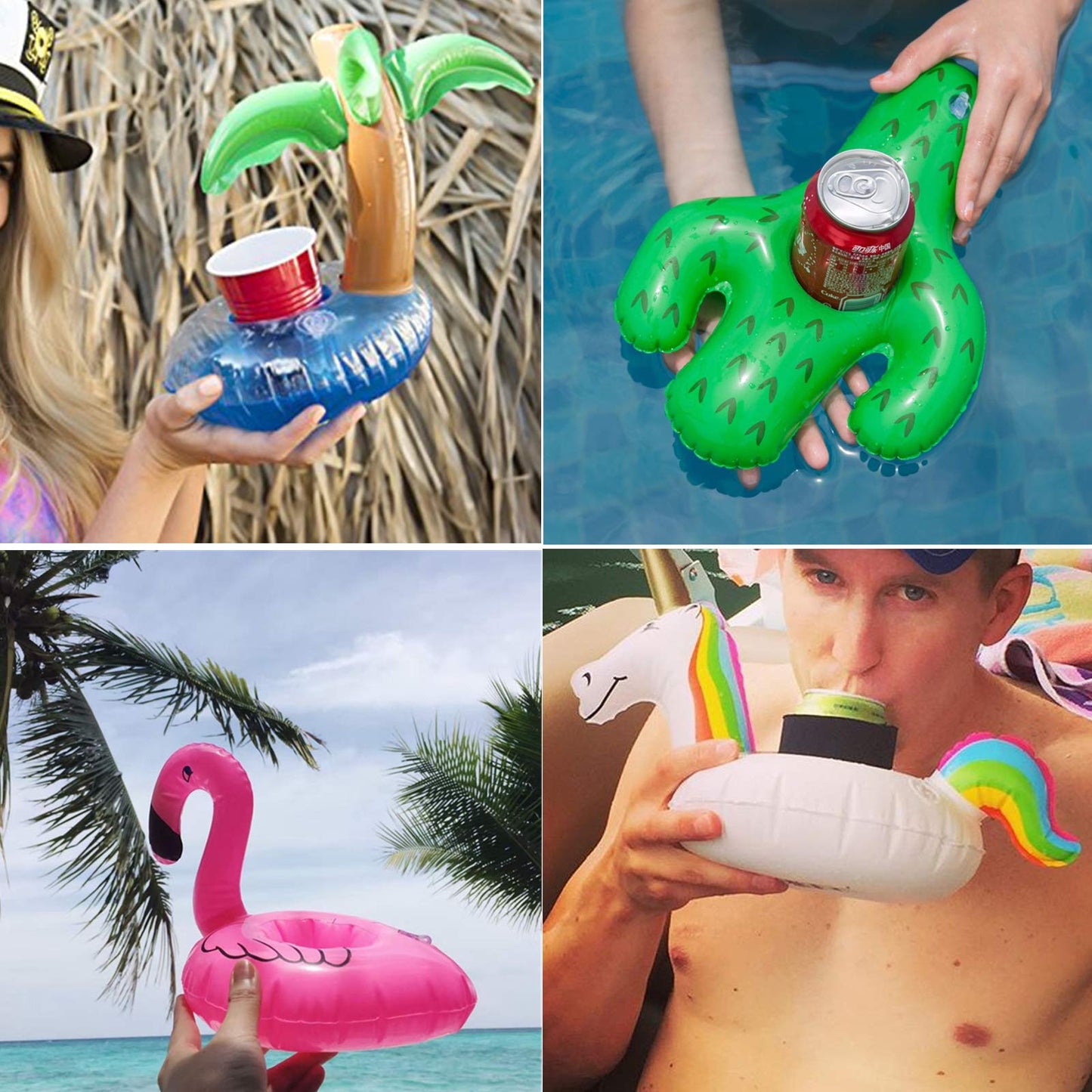 iShyan Inflatable Drink Holder 35 Pack, Multicolor PVC Fun Floaties for Pool Party, One Size, Model floatdrinkholder4