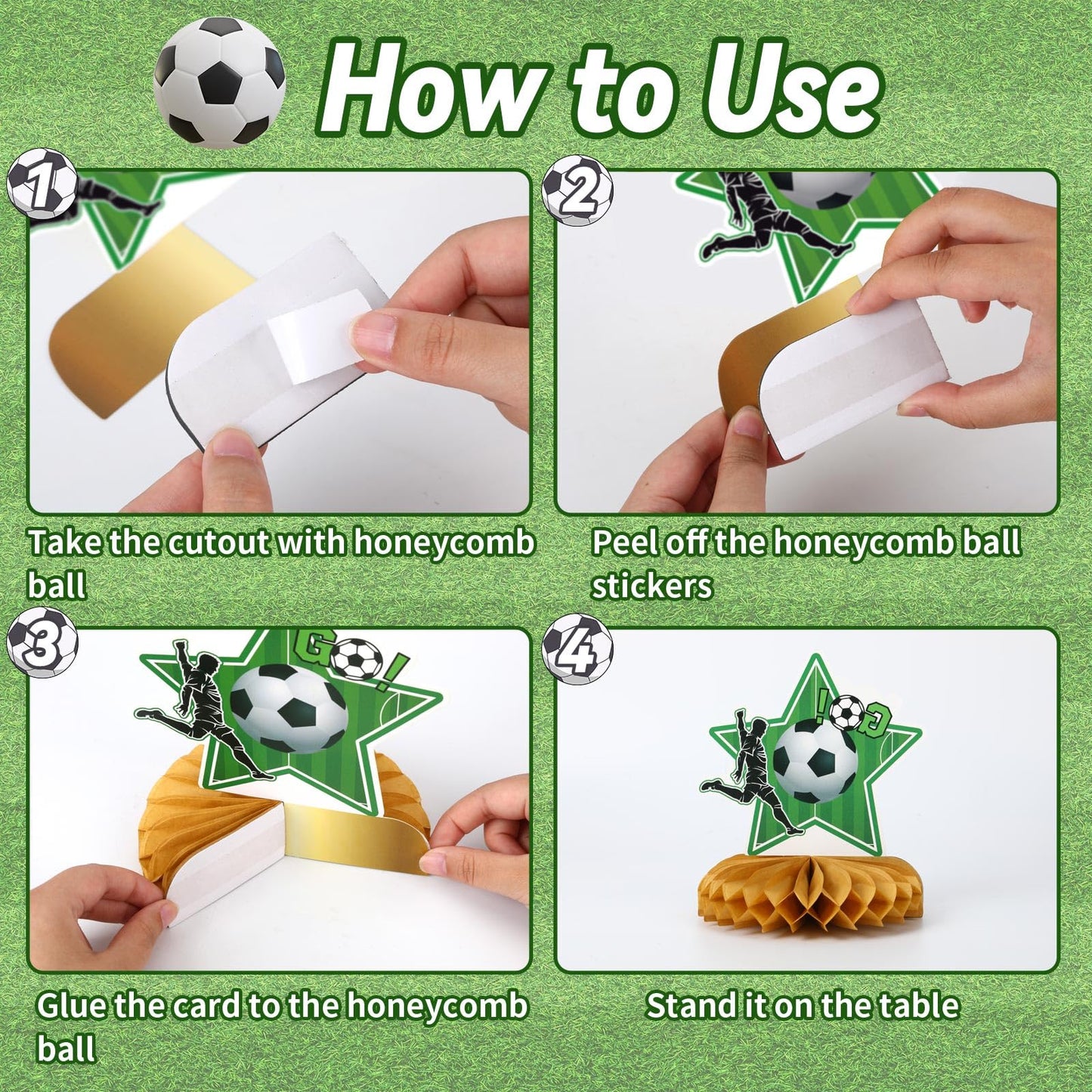 DTOFOOT 10Pcs Soccer Party Decorations, Soccer Birthday Party Decorations Soccer Ball Birthday Honeycomb Centerpiece Soccer Them