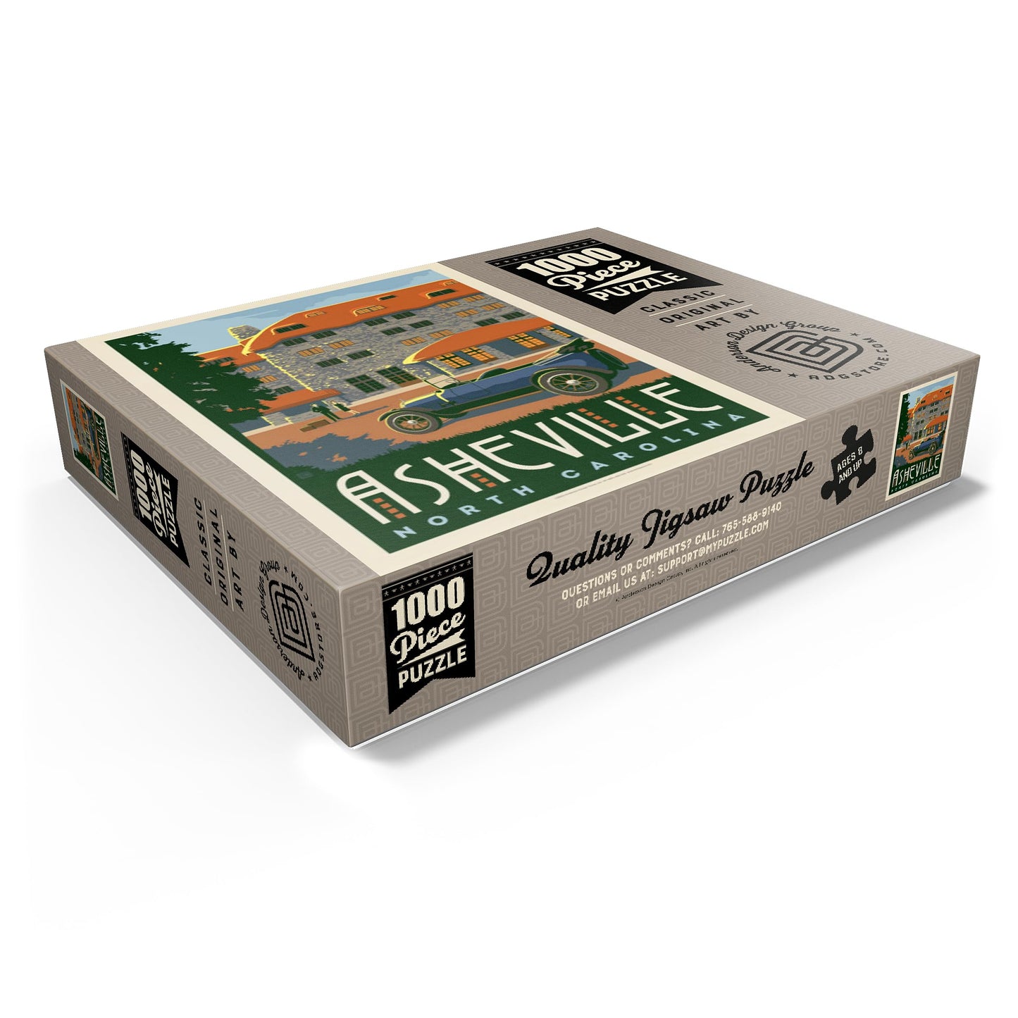 MyPuzzle Asheville: North Carolina  Vintage Poster - enhanced 1000 Piece Jigsaw Puzzle for mature-themeds