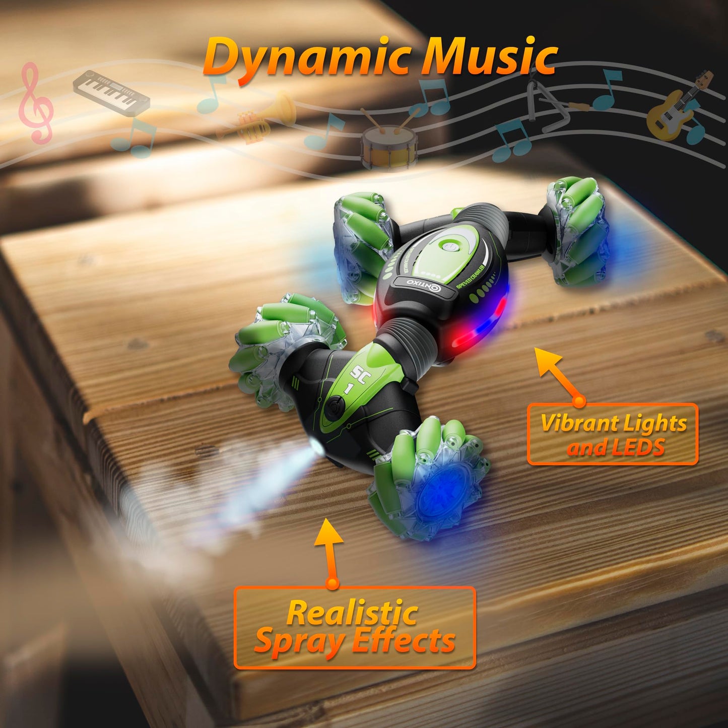 Contixo SC1 All Terrain Speed Crawler RC Stunt Car, 4WD 2.4GHz Remote Control Car Gesture Sensor Toy Cars, Double Sided Rotating