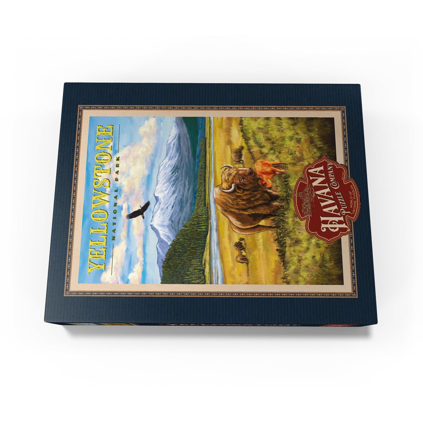 MyPuzzle Yellowstone National Park - Hayden Valley Bisons  Vintage Travel Poster - enhanced 500 Piece Jigsaw Puzzle for mature-themeds