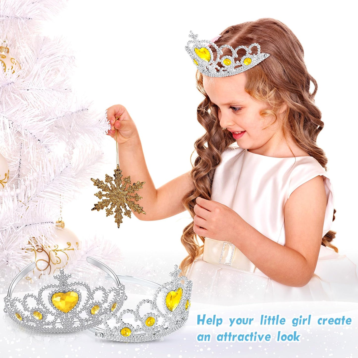 Zhanmai 24 Pcs Princess Crown Set Girl Plastic Tiara Dress up Costume Valentine Day Rhinestone Tiara Birthday Favor(Yellow)