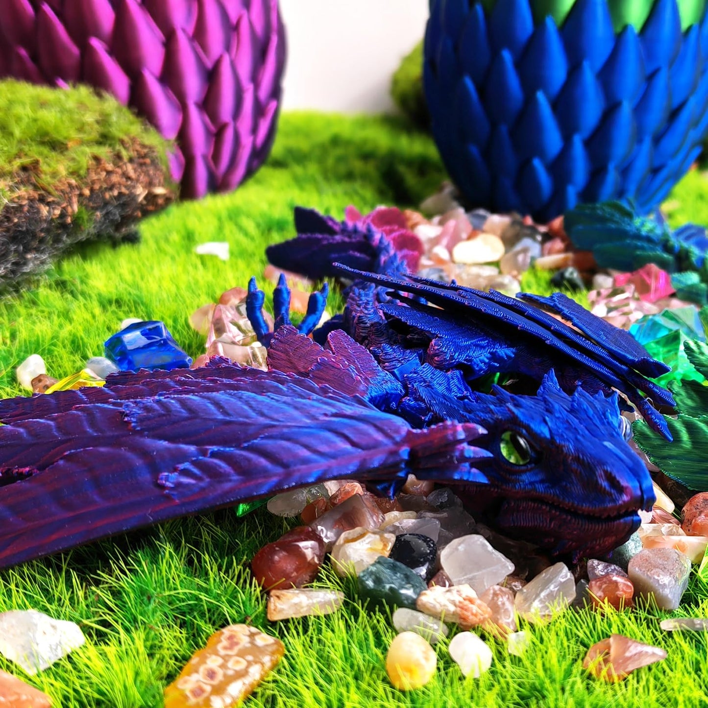 Qouxz Dynamic 3D Printed Dragon Eggs With Dragon Inside,3D Dragon With Wings Movable, Feathered Wyvern Dragon,Full Articulated C