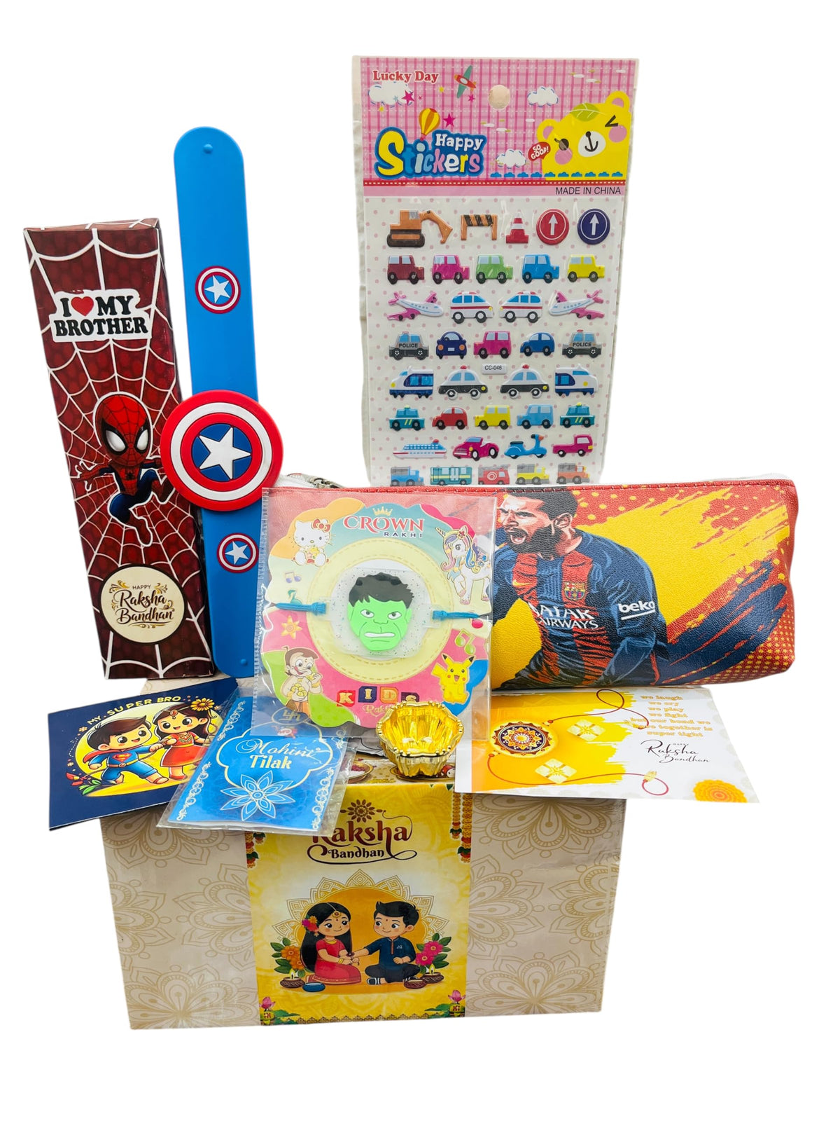 Paaroots Rakshabandhan Stationery Gift Set for kids, Rakhi for kids, Thali School Supplies Combo for brothers for rakhi Gift ham