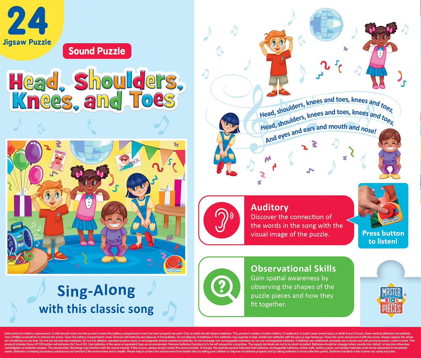 Head, Shoulders, Knees, & Toe Puzzle W/Sound 24Pc