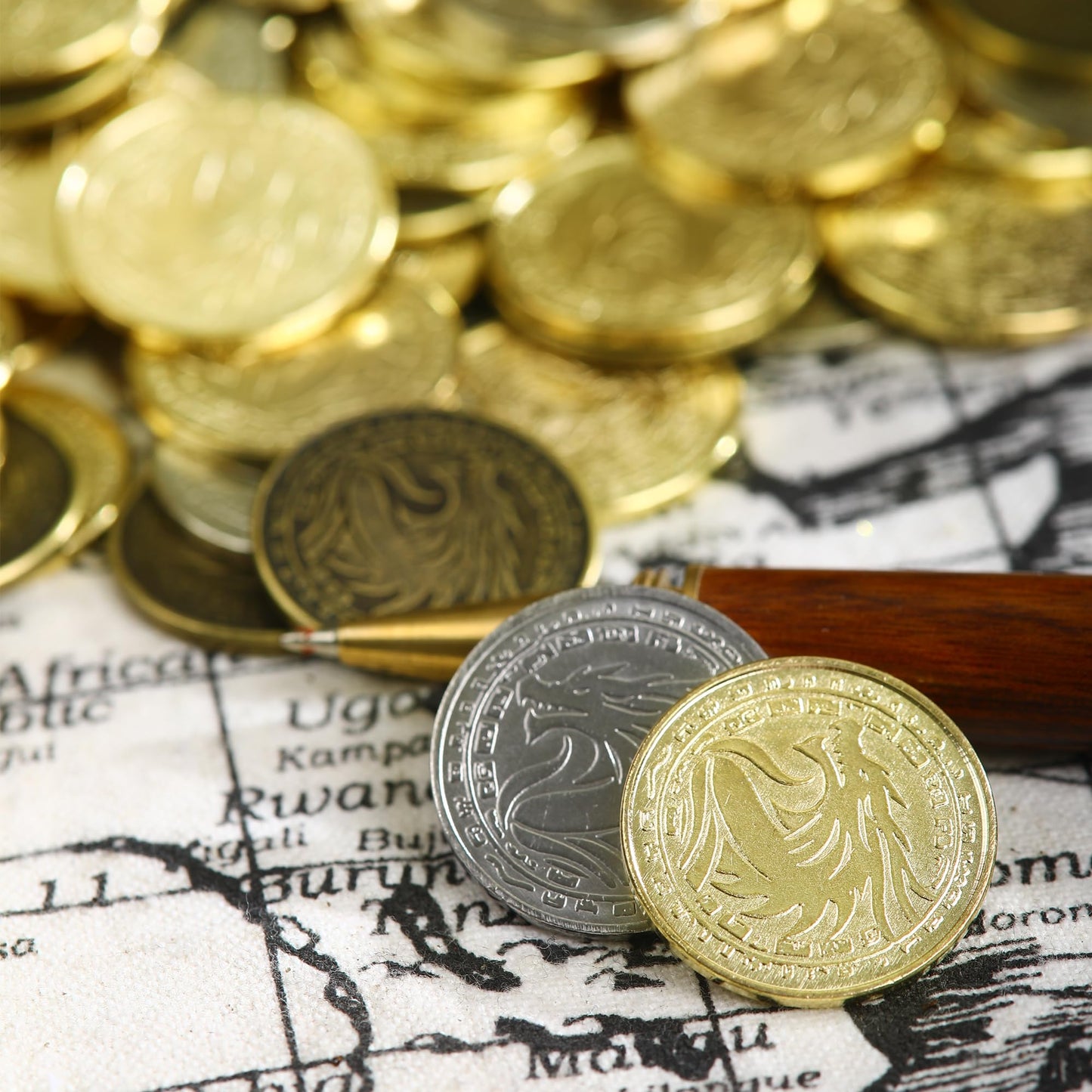 Actiondrake Metal Pirate Coins, 40 Pieces Lots Of Toy Gold Coins For Tabletop Gaming, Roleplaying, Dnd Props Accessories, Treasu