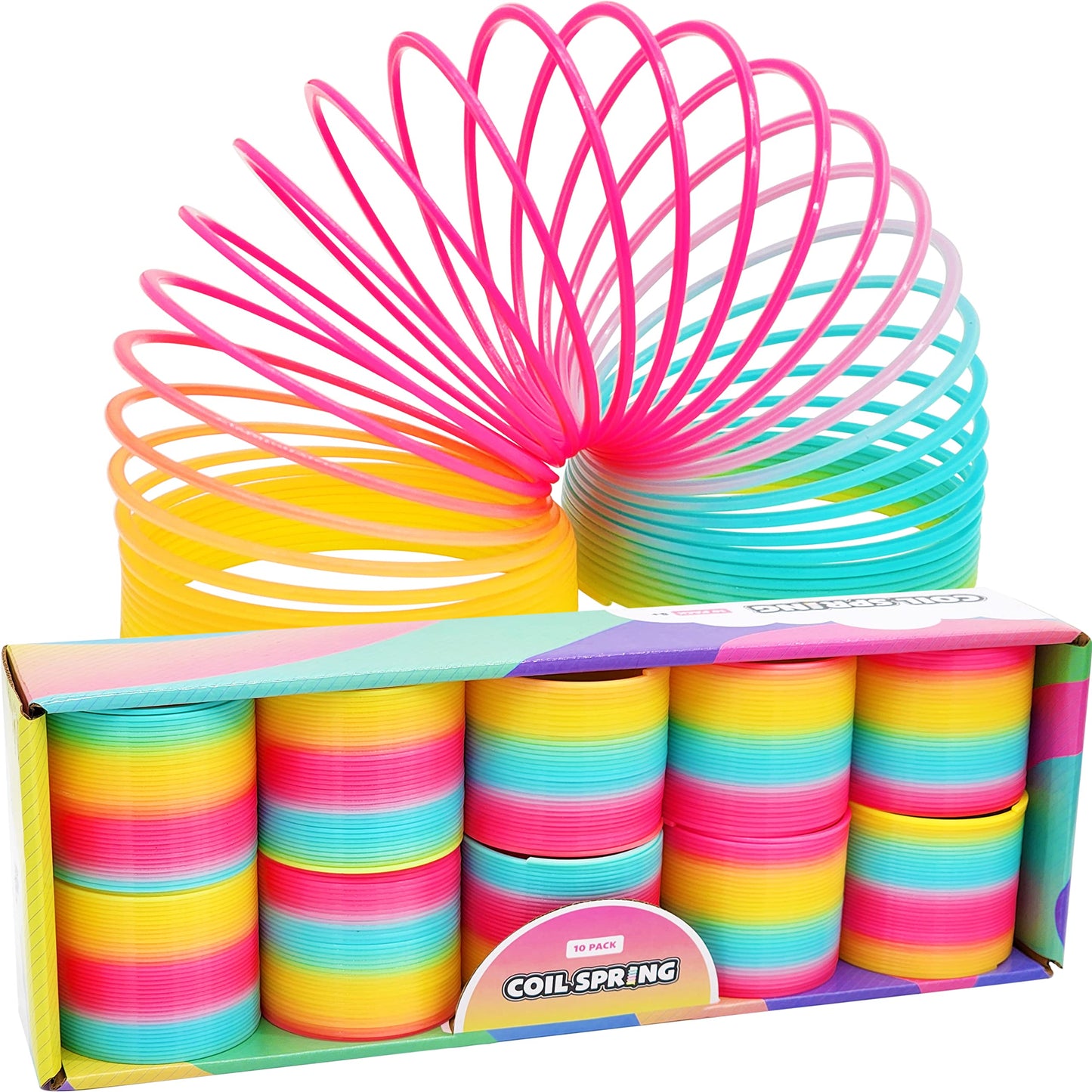 The Dreidel Company Plastic Multicolor Coil Spring, Goody Bag Fillers, Party Favor For Kids, 3 '' Inches (80Mm) (10-Pack)